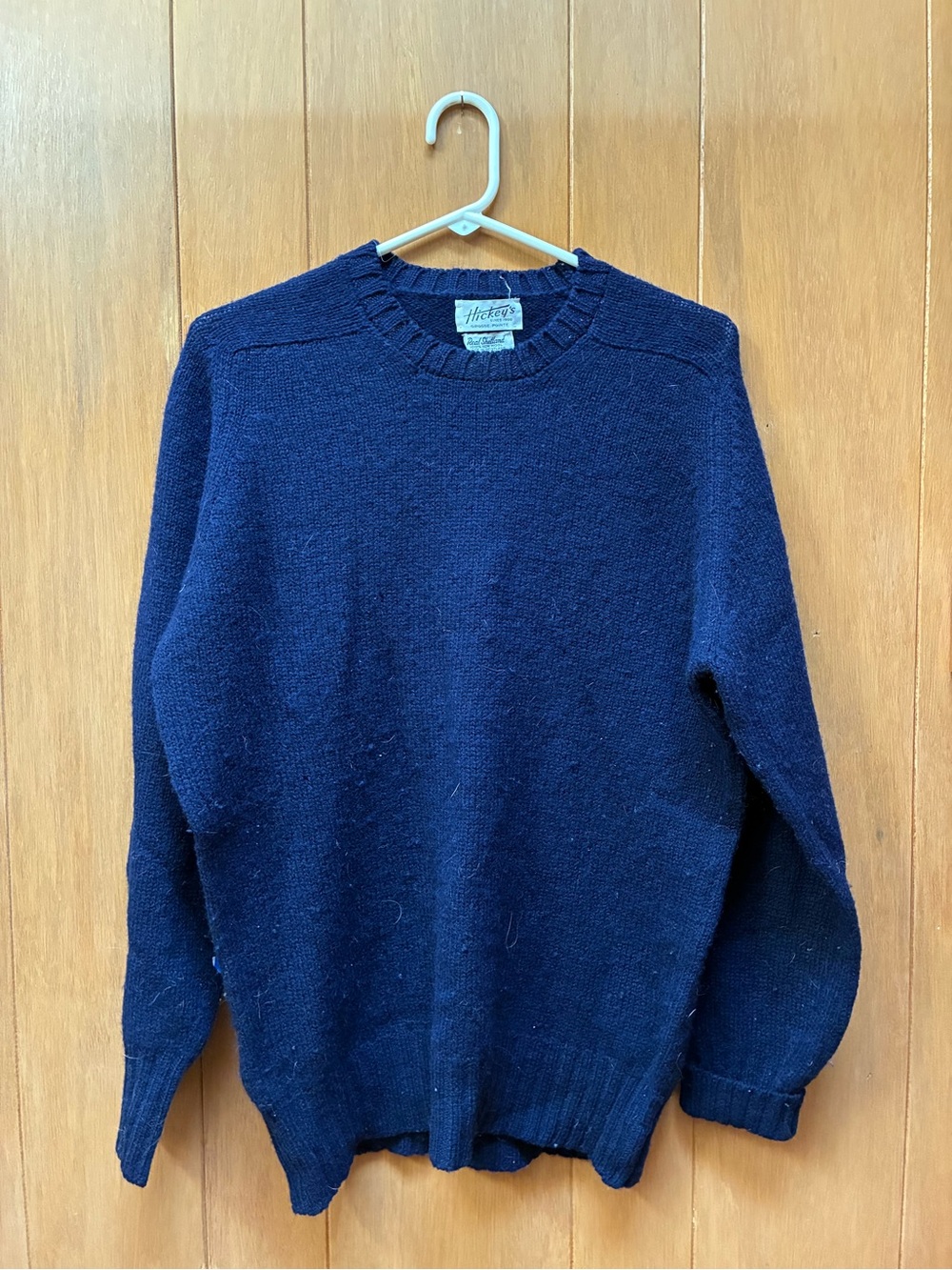 Hickey Freeman Deep Navy Crewneck Wool Sweater
